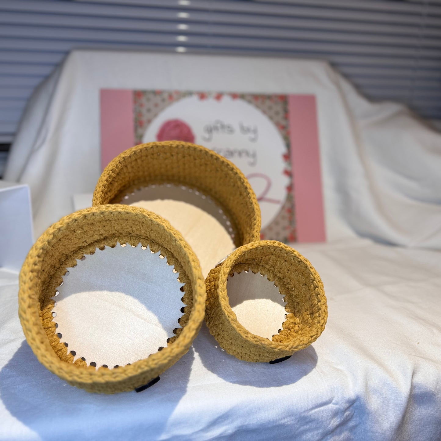 Trio of handmade storage baskets - Blooms & Buzzes Collection