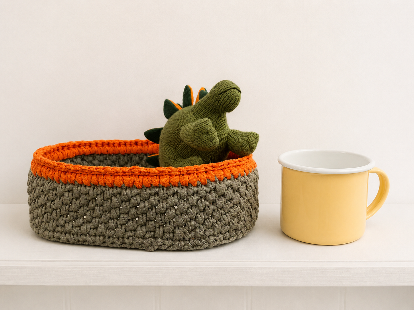 Large Crochet Nursery Storage Basket | Dino Den