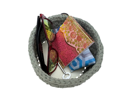 Small Trinket Basket | 10cm Crochet Storage Basket