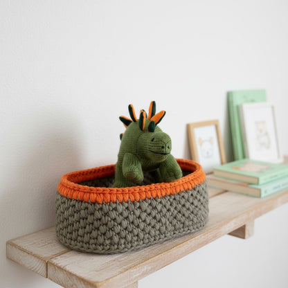Large Crochet Nursery Storage Basket | Dino Den