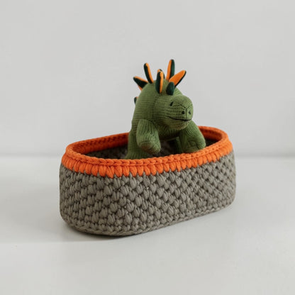 Large Crochet Nursery Storage Basket | Dino Den